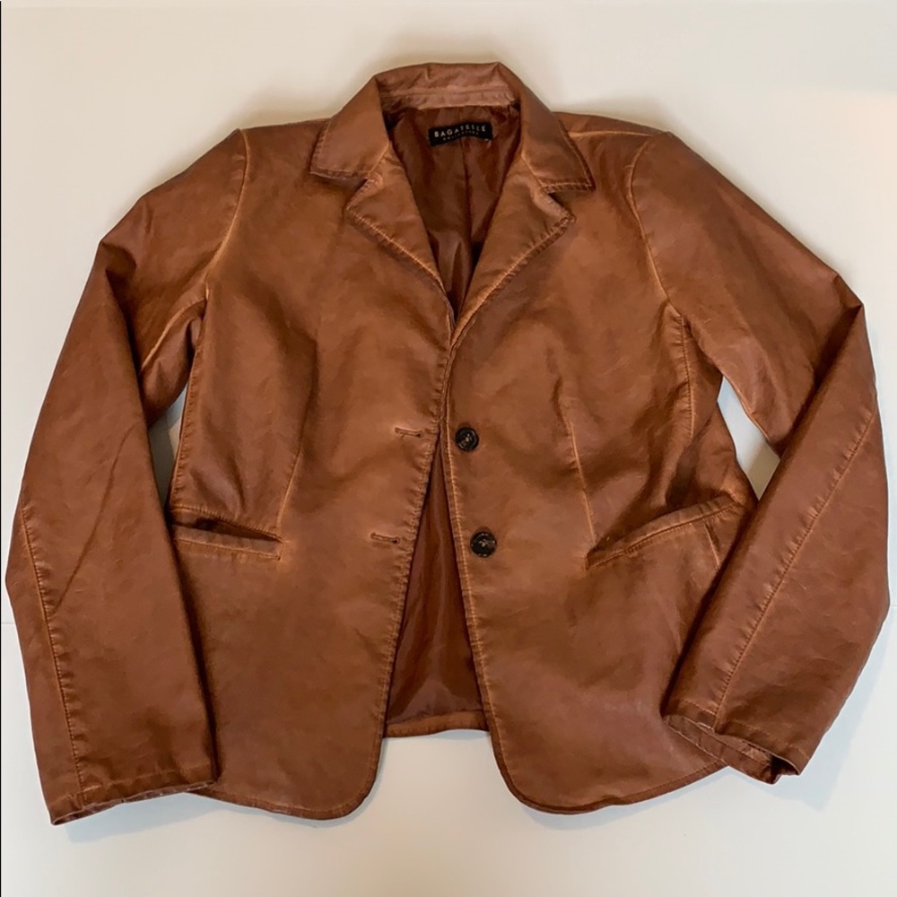 Bagatelle Blazer Jacket Camel Faux Leather Size M